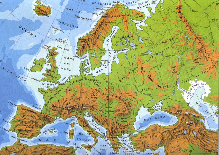cartina fisica Europa