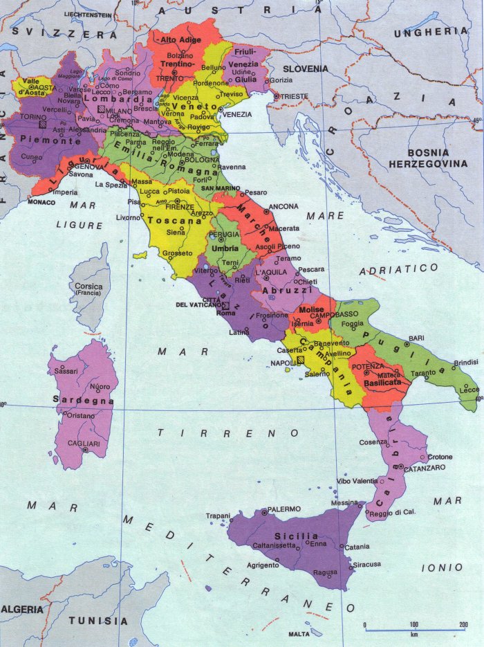  Cartina politica dell'Italia